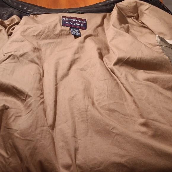 Roundtree & Yorke Black Leather Bomber Jacket Size XL - Picture 9 of 12